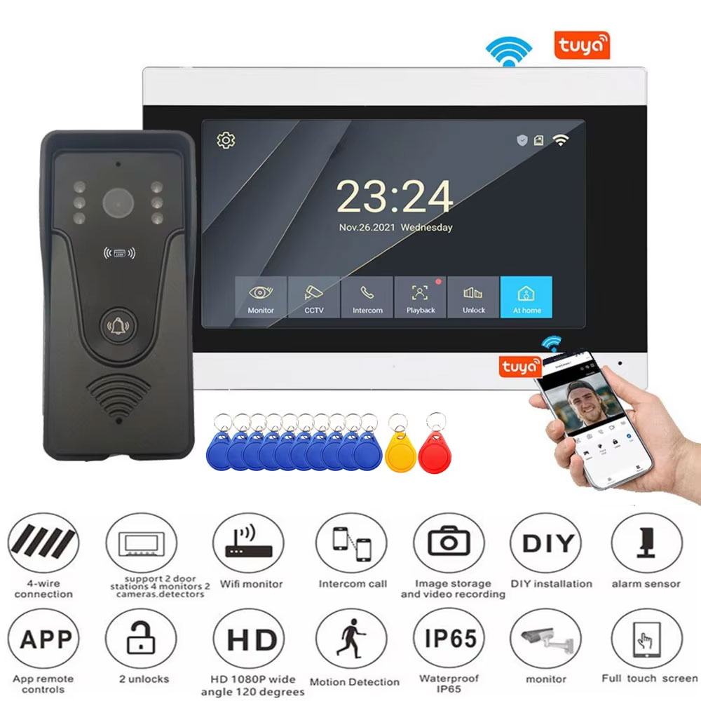 Smart Doorbell Wired - Tuya 1080P 7 Inch Color Touch