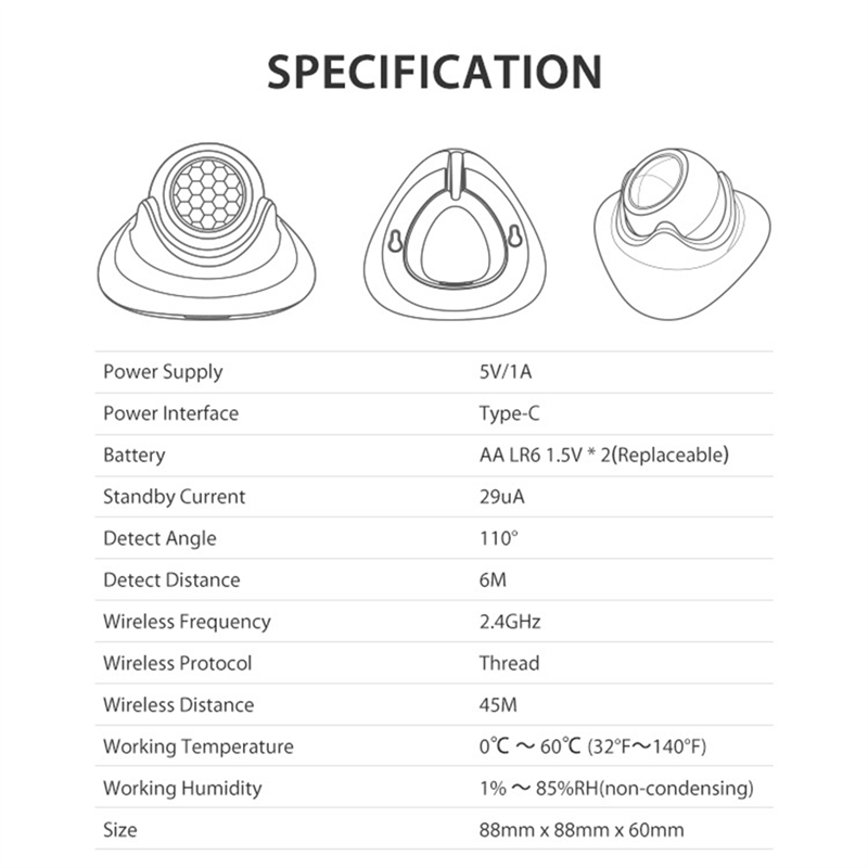Matter Hub Thread - FEDI-Matter Thread Human Presence Motion Sensor
