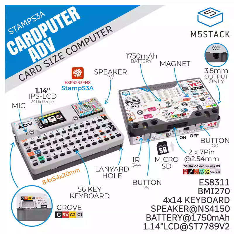 Iot Diy Home Automation - M5Stack Cardputer Adv Programmable Card-sized Computer