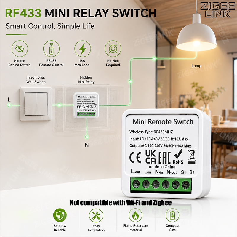 RF433MHz 16A Mini Smart Relay  - Diy Home Automation System recension och pris