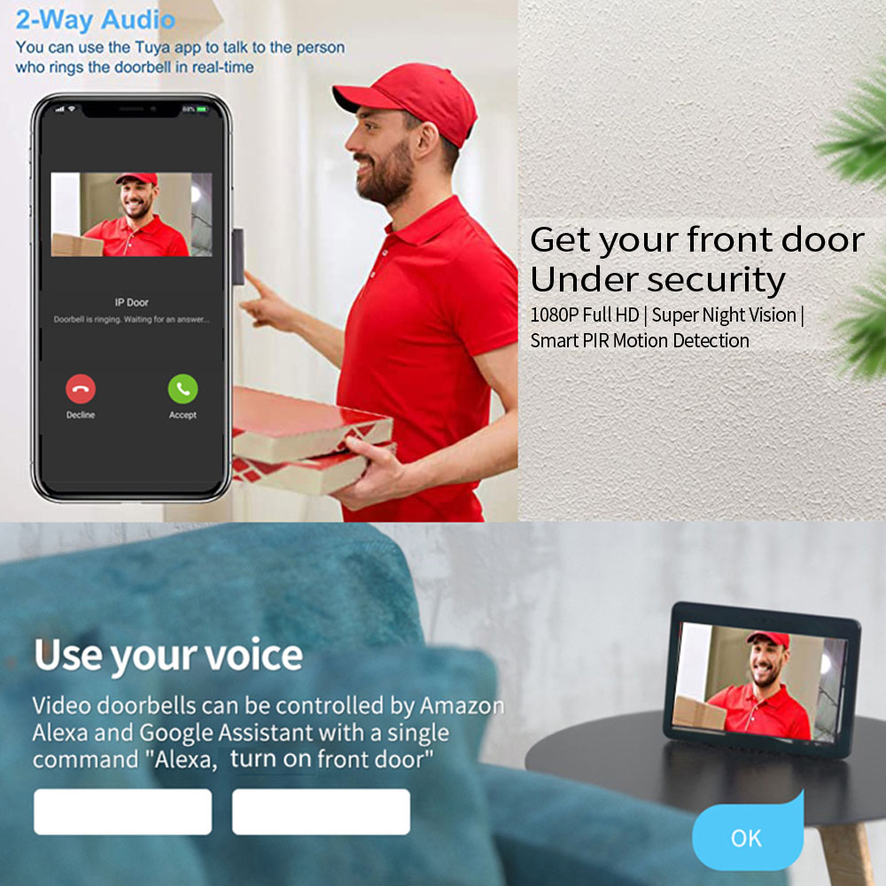 1080P 7 Inch WiFi Video Interc - Smart Doorbell Wired recension och pris
